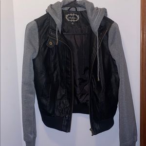Faux leather combo jacket